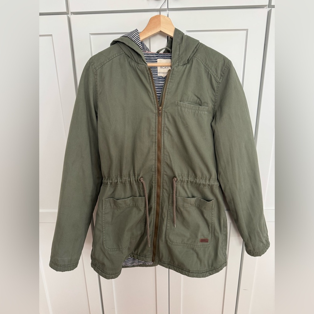 Roxy Olive Green Hooded Drawstring Jacket